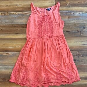 Old Navy Coral Embroidered Mini Dress